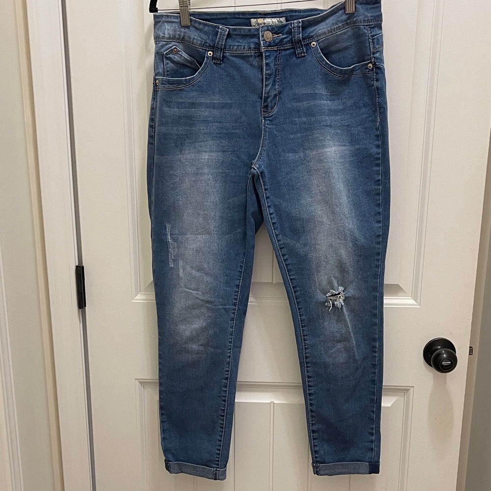 Royalty For Me Distressed Blue Ankle Jeans